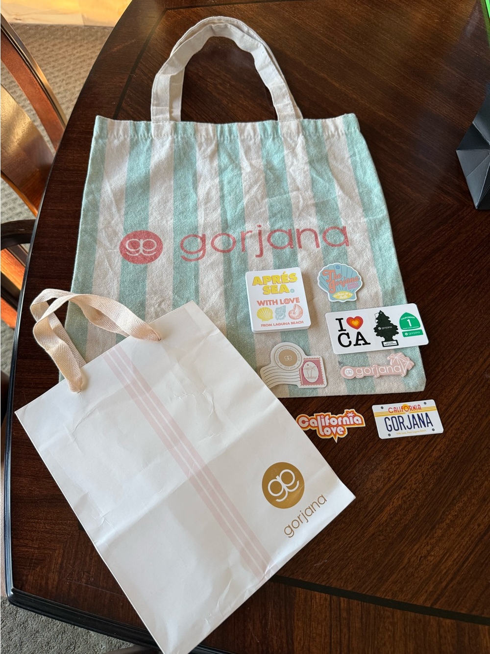 Gorgana Jewelry GIFT SET RARE CANVAS TOTE GIFT BAG VINYL STICKERS LAGUNA BEACH